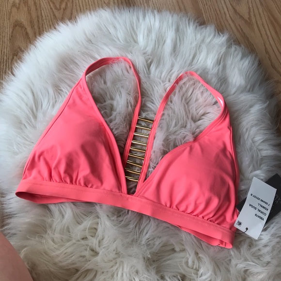 Vince Camuto Other - Vince Camuto coral Suga bikini top gold detail